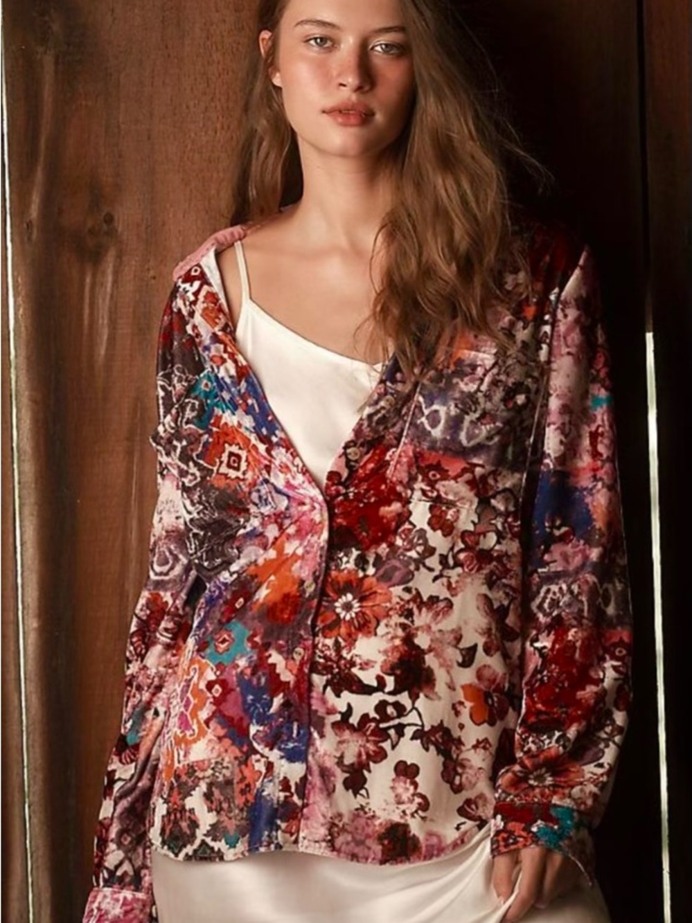 Anthropologie Pilcro The Hadley Relaxed Buttondown Shirt Velvet: Edition Medium